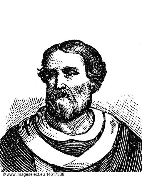Hadrian I.  + 25.12.795  Papst 1.2.772 - 25.1.795  Portrait  Historienbild  Xylografie  um 1900 Hadrian I., + 25.12.795, Papst 1.2.772 - 25.1.795, Portrait, Historienbild, Xylografie, um 1900,