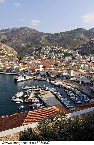 Hafen  Europa  über  Insel  Ansicht  Griechenland  Griechische Inseln  Hydra