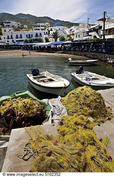Hafen  klein  Dorf  angeln  Ansicht  Kykladen  Griechenland