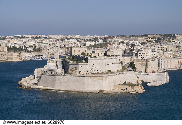 Hafen Valletta Hauptstadt Europa Großstadt Ehrfurcht Ansicht Festung Malta Vittoriosa