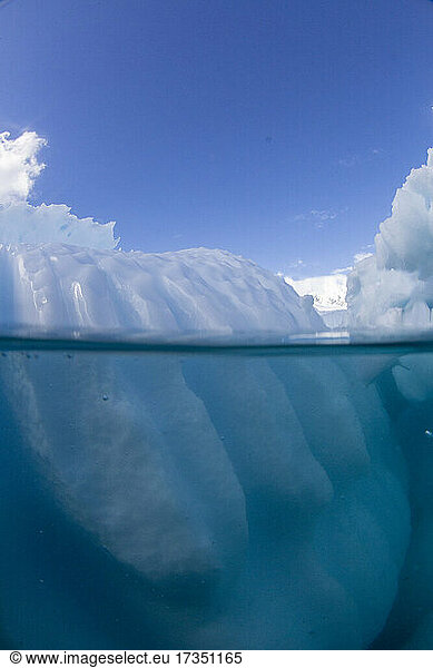 Half above and half below photo of an iceberg off Danco Island  Antarctica  Polar Regions