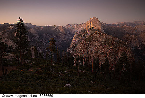 Half Dome at sunset in Yosemite National Park from Glacier Point