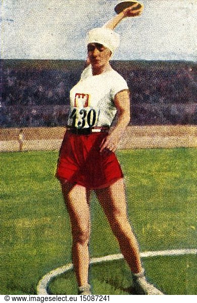 Halina Konopacka aus Polen  Weltmeisterin im Diskuswerfen  1928. Schöpfer: Unbekannt.