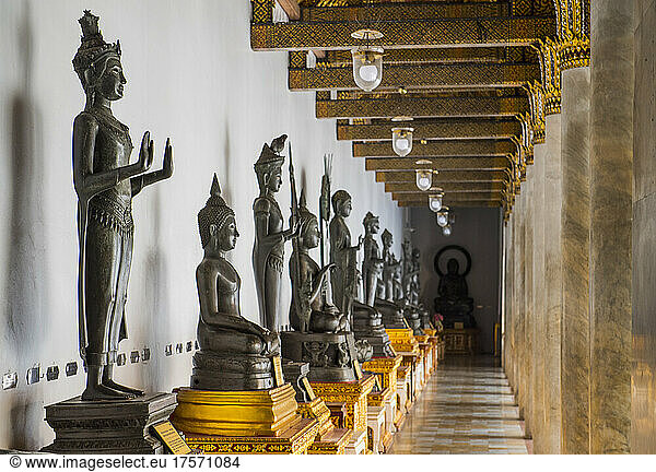 hall at the famous temple Wat Benchamabophit in Bangkok