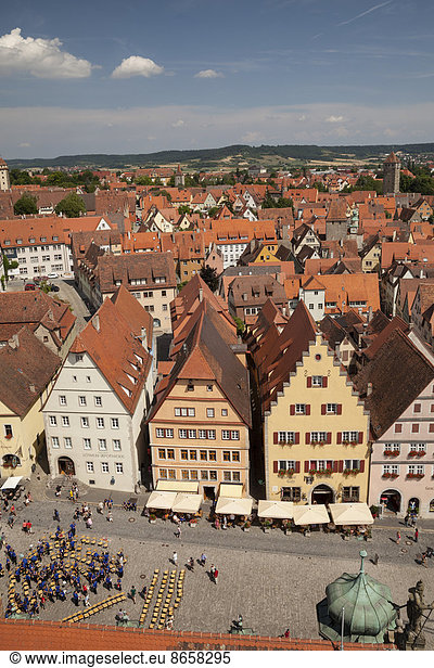Halle Stadt Quadrat Quadrate quadratisch quadratisches quadratischer Ansicht Bayern Franken Deutschland Rothenburg ob der Tauber