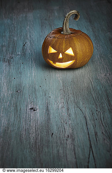 Halloween  pumpkin on wooden table