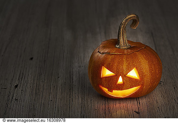 Halloween  pumpkin on wooden table