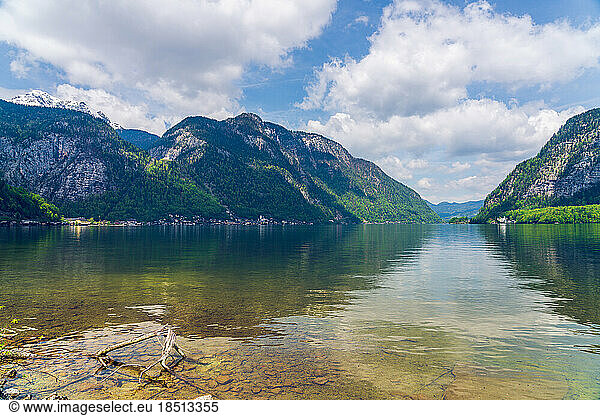 Halstatt  Halstatter Lake and mountains around this picturesque