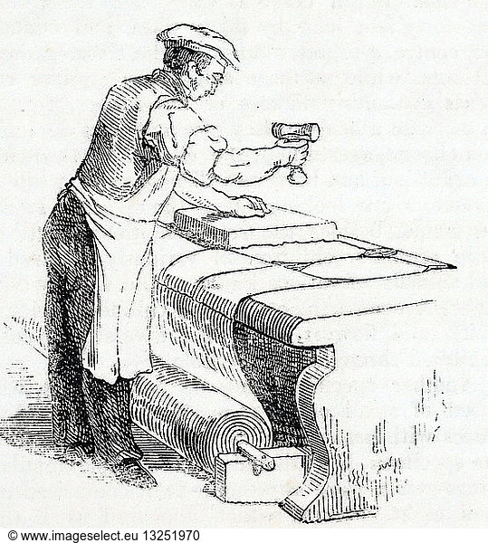 Hand-block printing floor-cloth