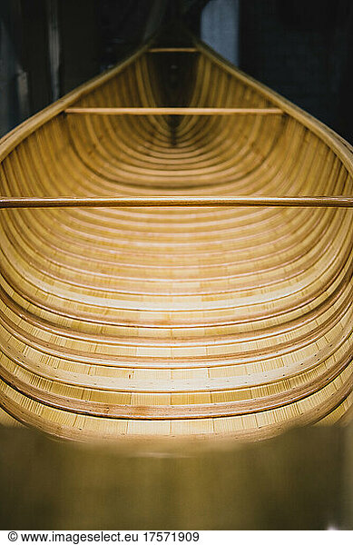 Hand crafted wooden canoe boat  internal part