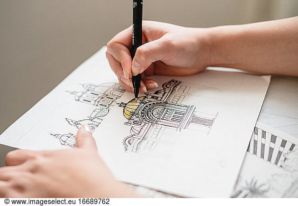 Hands Drawing Architektur und Design