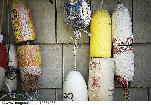 Hanging fishing floats.