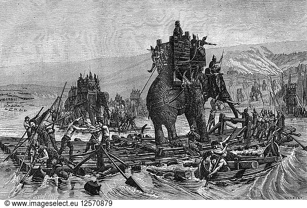 Hannibal überquert die Rhone 218 v. Chr. (1882-1884). Künstler: Gilbert