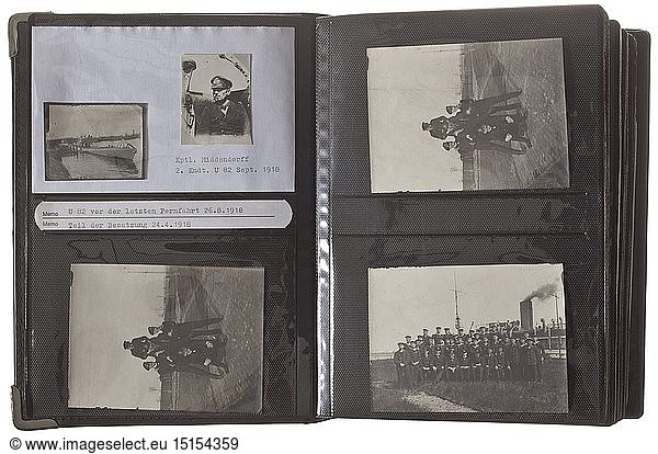 Hans Adam (1883 - 1948) - photographs of the Pour le MÃ©rite winner. 200 outstanding images on the history of the German U-Boat commander Hans Adam and other U-Boat skippers. Very good technical and naval images in various sizes  including portraits  sinkings  U-boats and divers in a new slip-in album  some photos with reverse descriptions. historic  historical  navy  naval forces  military  militaria  branch of service  branches of service  armed forces  armed service  object  objects  stills  clipping  clippings  cut out  cut-out  cut-outs  20th century