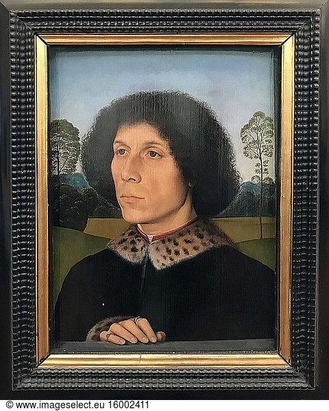 Hans Memling  Portrait of a Man with a Spotted Fur Collar  ca. 1475. Galleria degli Uffizi. The Uffizi Gallery is a prominent art museum located adjacent to the Piazza della Signoria in the Historic Centre of Florence in the region of Tuscany  Italy. Photo: Andr? Maslennikov.