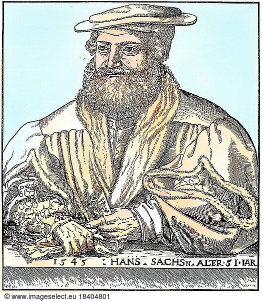 Hans Sachs aged 51 Hans Sachs aged 51, Hans Sachs, 1494, 1576, a ...