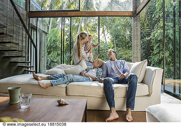 Happy family enjoying together at home