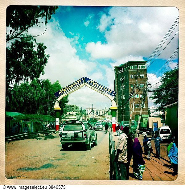 HARGEISA  SOMALILAND - DECEMBER 09: a checkpoint gate under an arch  before getting into Hargeisa  Somaliland is a former Somali province that declared independence shortly after the Somali Civil War  in the early 1990’s  but is not internationally recognized yet  and its capital is Hargeisa  on December 9  2011 in Hargeisa  Somaliland. Formerly a British colony  Somaliland briefly reached its independence in 1960. It is one of the three Territories  with Puntland and former Italian Somalia that compose the current State of Somalia.†¨Somaliland proclaimed its independence in 1991  adopting its own currency  a fully independent government  working institutions and police. The authorities organized a referendum in 2001  advocating once again for full independence. However  to date  it is not internationally recognized.†¨Ethiopian Prime minister Meles Zenawi is the only one to speak about a Somalilander president  recognizing implicitly the existence of an independent State. Indeed the economy of neighboring Ethiopia dramatically depends on Somaliland stability  since the landlocked country’s main trade route passes through the Somalilander port of Berbera… And vice-versa  the economy of Somaliland largely depends on the taxes and duties it charges Ethiopia. Besides that  the principal economic activity of Somaliland is livestock exportation to the Arabian Peninsula. Most people are Sunni Muslims and speak Arabic  as well as some Somali dialect and many of them  English. Lately  the East African demography being based on clan alliances  it is no surprise that the frontiers drawn by the colonists don’t match the ethnic divisions of territory  leading to open clashes. More broadly  this problem is recurrent across the African continent.