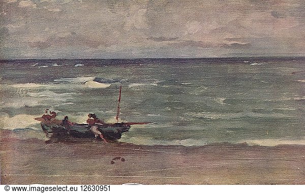 Harmony in Blue and Silver: Beaching The Boat  Etretat  c1897. Artist: James Abbott McNeill Whistler.