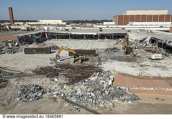 Harper Woods  Michigan  Demolition of the Eastland Center  one of the Detroit areas oldest enclosed shopping malls. The Target store (foreground) is the first store to be demolished. The new owner  NorthPoint Development  will replace the mall with several light industrial buildings