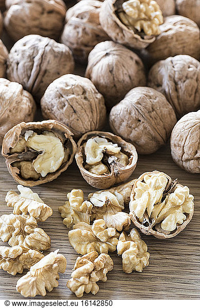 Harvest walnut from a walnut tree  summer  Moselle  France