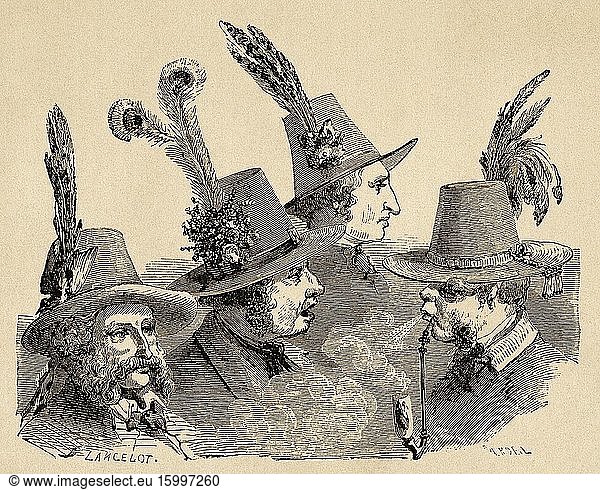Hats with feathers  Austrian peasants  Austria Europe. Old 19th century engraved illustration  Le Tour du Monde 1863.