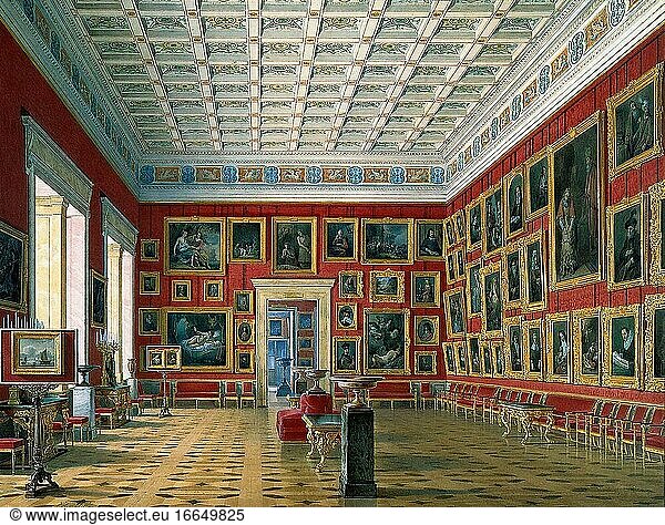 Hau Edward Petrovich - Innenräume der Neuen Eremitage - der Saal der niederländischen und flämischen Kunst - Russische Schule - 19. Jahrhundert.