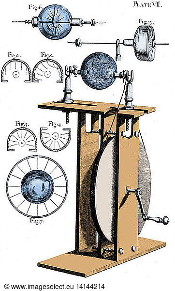 Hauksbee Electrostatic Machine Hauksbee Electrostatic Machine, 1709 ...