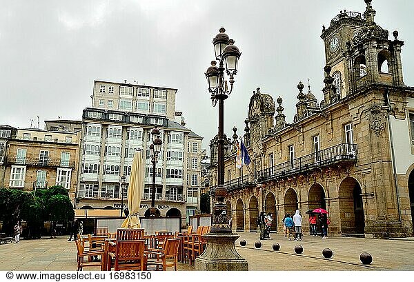 Hauptplatz der Stadt Lugo  Spanien.