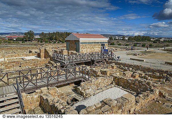 Haus des Theseus  hinter dem Haus des Aion  Ausgrabungsstätte  archäologischer Park  Alt-Paphos  Zypern  Europa