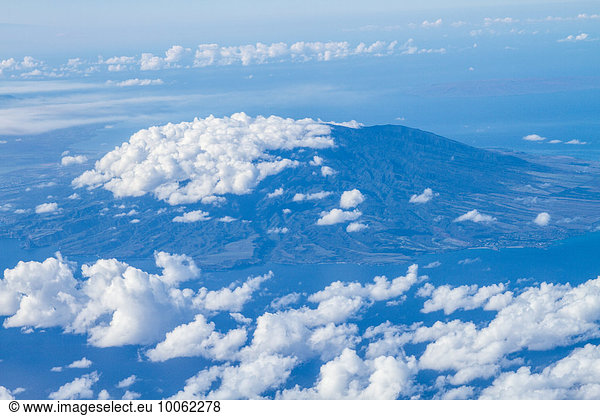 Hawaii seen through clouds  aerial view