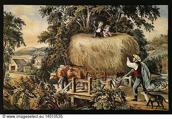 Haying Time  The Last Load  Currier & Ives  Lithograph  1868
