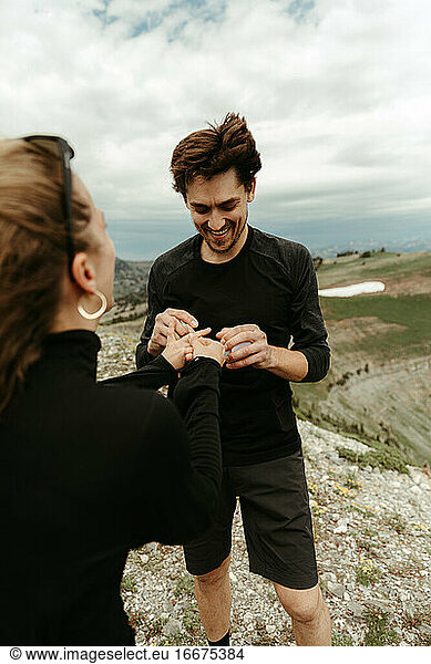 he finally put a ring on it; mountain top surprise proposal in wyoming