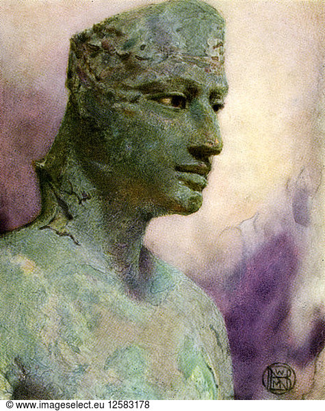 Head of a bronze statue of Pepy I  Ancient Egyptian pharaoh  24th-23rd century BC (1926). Artist: Winifred Mabel Brunton