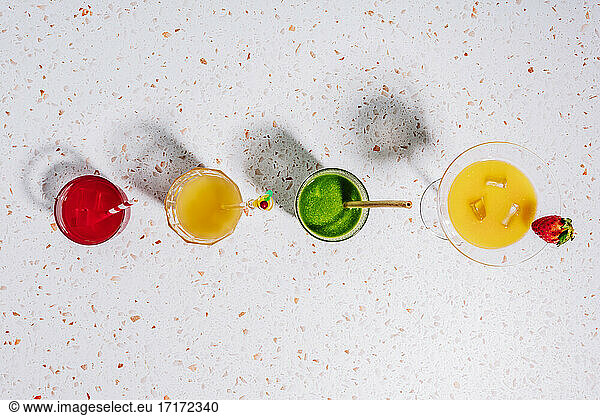 Healthy cocktails on terrazzo marble at home