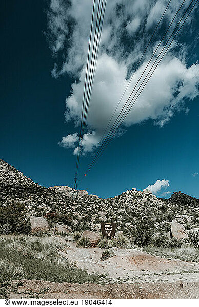 Heart shaped cloud above Sandia Peak Tramway in Cibola National Forest