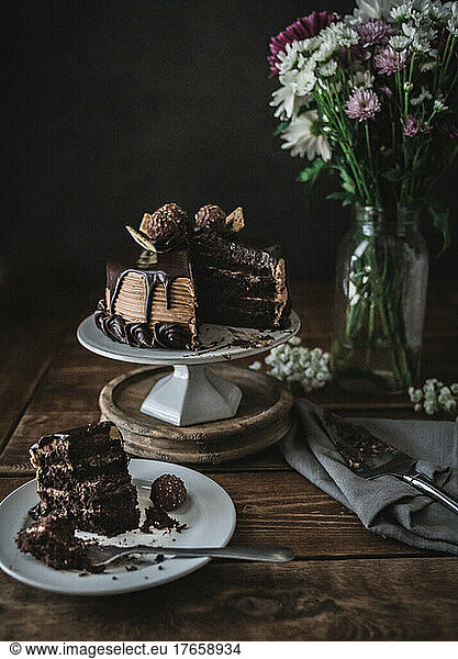 Heavenly Hazelnut Chocolate Cake sliced