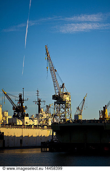 Heavy Equipment Cranes at Dry-dock
