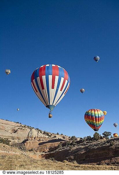 Heißluftballons bei der 25. jährlichen Red Rock Balloon Rally  Red Rock State Park  Gallup  New Mexico
