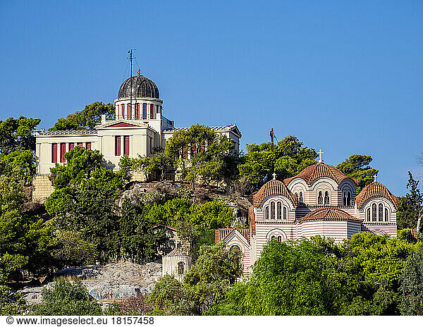 Heilige Kirche der Heiligen Marina und Nationale Sternwarte  Athen  Attika  Griechenland  Europa