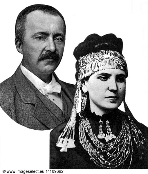 Heinrich and Sophia Schliemann  German Archeologists