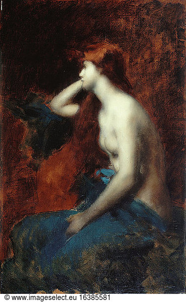 Henner  Jean-Jacques  1829–1905.“Reverie (Reverie)  between 1904 and 1905.Painting  oil painting.PPP195 Paris  Petit Palais.