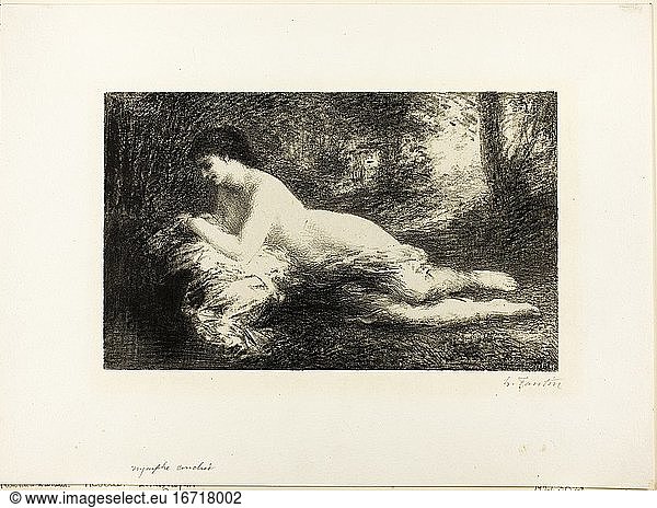Henri Fantin-Latour  1836–1904. Reverie  1903. Lithograph in black on ivory China paper laid down on ivory wove paper  192 × 312 mm.
Inv. No. 1927.3028 
Chicago  Art Institute.