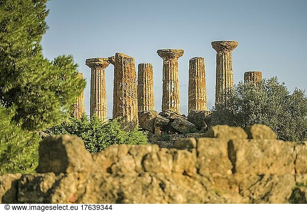 Herakles-Tempel  archäologischer Park Valle dei Templi (Tal der Tempel)  Agrigent  Sizilien  Italien  Europa