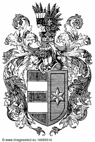 heraldry  coat of arms  individual coat of arms  coat of arms of the physician Nandor Lancz of Lanczos-Ker  awarded 1881