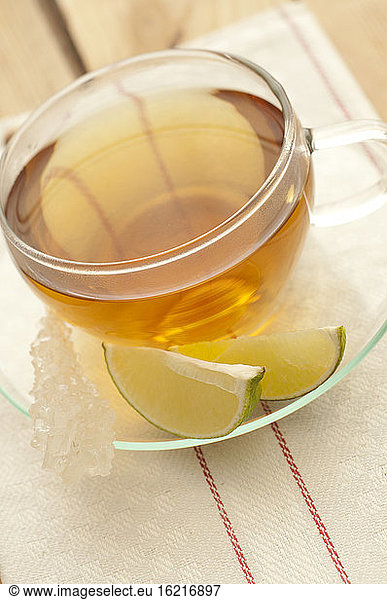 Herbal tea in tea cup  close up