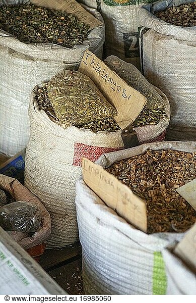 Herbs for muthi (South African traditional medicine) at Faraday Market ...