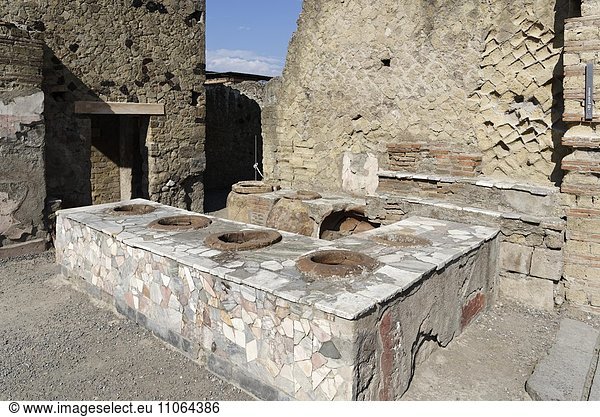 Herculaneum,  Ausgrabung,  Grande Taberna,  Ercolano,  Golf von Neapel,  Campania,  Italien,  Europa