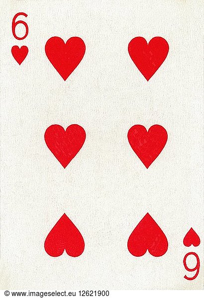 Herz 6 aus einem Kartenspiel von Goodall & Son Ltd.  um 1940. Künstler: Unbekannt.