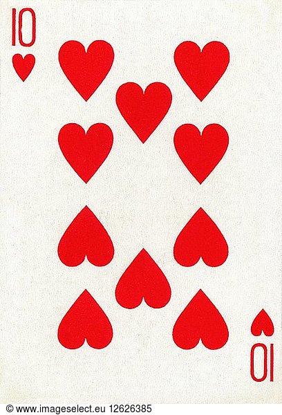Herz 10 aus einem Kartenspiel von Goodall & Son Ltd.  um 1940. Künstler: Unbekannt.